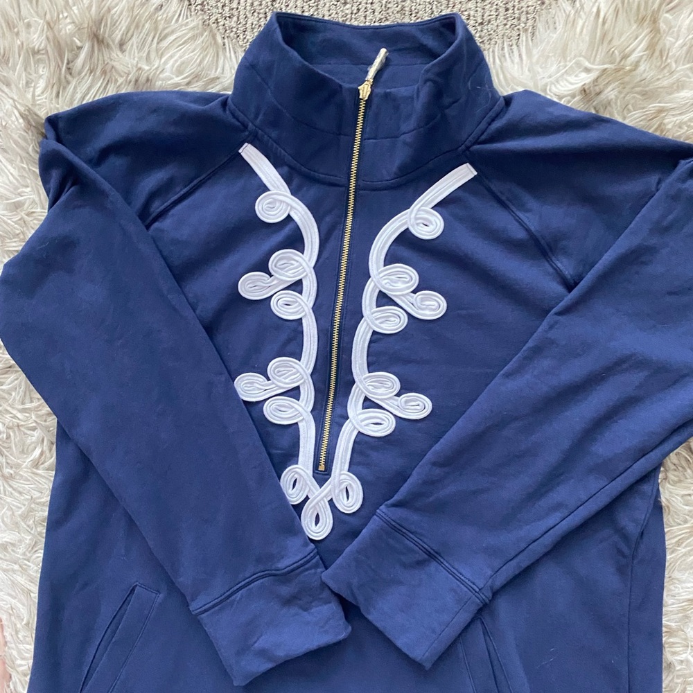 Lilly Pulitzer Navy Blue Embroidered Midi Dress - Picture 5 of 13